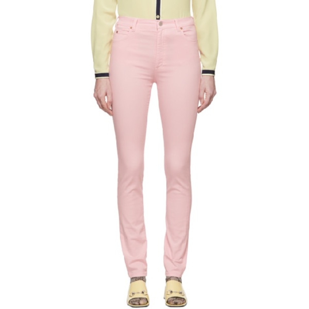 GUCCI High Waist Logo Patch Skinny Jeans In 5893 - Picture 2 of 10